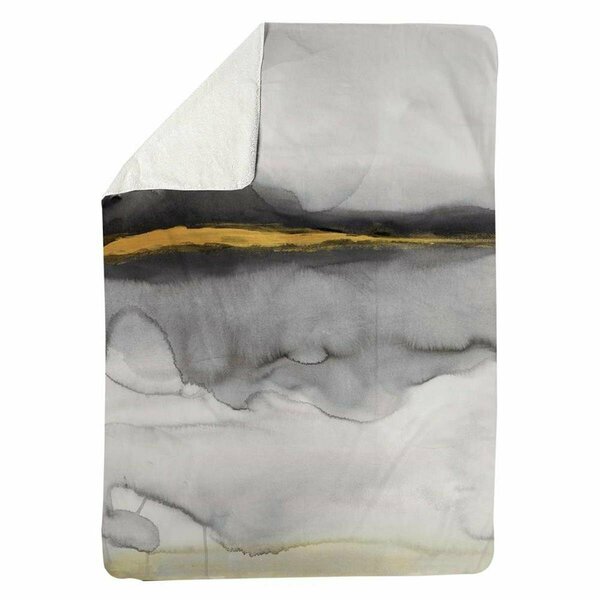 Begin Home Decor 60 x 80 in. Gold Stripe Abstract-Sherpa Fleece Blanket 5545-6080-AB74